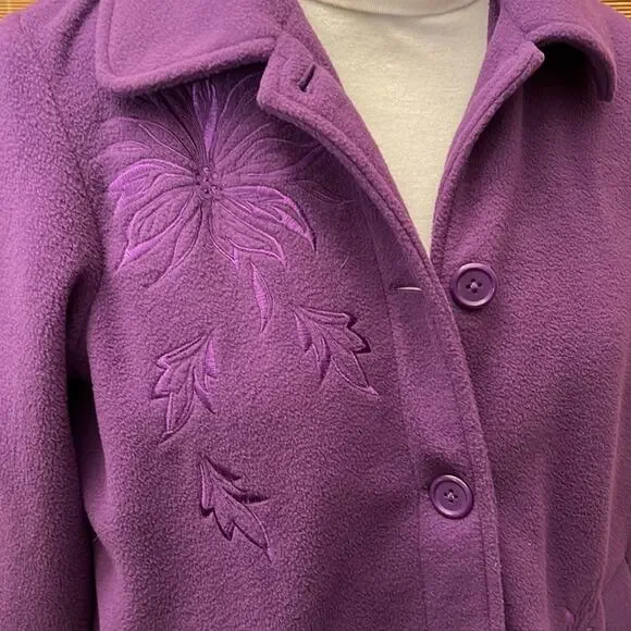 Susan Graver Purple Fleece Jacket. L - Picture 1 of 5